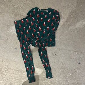 GAP Festive Santa Kids Pajama Set - Green and Red